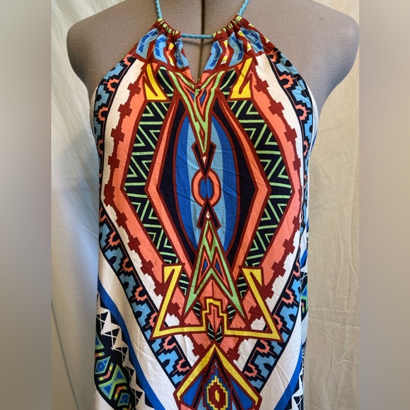 Colorful art deco maxi halter dress - Picture 6 of 9